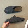 Encuentro de Primera Temporada Peluche Birkenstocks Mujer Otoño/Invierno Slip-on Exterior Punta Cerrada Medias Zapatillas Estilo Retro Coreano Versátil Mate