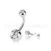 Piercings de Umbigo Coloridos com Pedras de Diamante Transfronteiriços, Piercings de Umbigo de Aço Inoxidável, Joias para Body Piercing, Diamantes Prensados de Zircônia, Designs Coloridos Deslumbrantes com Diamantes Completos