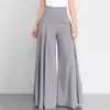 Moda Femenina Nueva de Primavera y Otoño Transfronteriza de Amazon Pantalones de Pierna Ancha de Cintura Alta Color Sólido Pantalones Casuales Ligeros para Caminar al Aire Libre