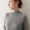 Suéter de Cashmere Feminino Estilo para o Trabalho, Novo Suéter Macio para o Dia a Dia, Camisa Base de Gola Alta Meia, Mangas Raglan Amigáveis à Pele para Outono e Inverno