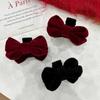 Pinza Vintage de Terciopelo para Flequillo Pinza de Agarre Pequeña Roja con Lazo de Princesa Pinza de Tiburón para Flequillo de Ocho Caracteres Pinza Lateral Linda Femenina