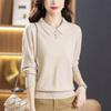 Blusas de Manga Comprida, Tricôs, Roupas de Outono, Tricôs com Gola para Mães de 2024 que Reduzem a Idade, Camisas Básicas, Camisas Pequenas da Moda