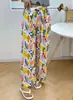 Pantalones de pijama de algodón para mujer, verano, finos, estampados, casuales, de pierna ancha, pueden usar mujeres embarazadas, comercio exterior, pantalones de talla grande