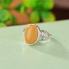 Anillo de plata de ley S925 con diseño de mariposa retro de jade y cera de abejas con diseño de ciervo, nuevo anillo de lujo ligero de nicho chino.