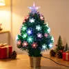 Árbol de Navidad de fibra óptica más vendido transfronterizo con luces de colores, adornos de copo de nieve transparentes, decoración navideña, arreglo de escena festiva