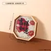 Estética Oriental Bandeja Octagonal de Madera Fondo de Vidrio Caligrafía Auspiciosa Posavasos para Tazas de Té Bandeja de Almacenamiento para Pasteles Artesanías