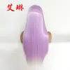 Al por mayor de fábrica popular moda morado taro cabello lacio peluca nueva encaje frontal europeo y americano fibra química cubierta para la cabeza en stock