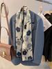 Bufanda Pequeña Larga Estrecha de Seda Fina Corea del Sur Bufanda Decorativa Otoño e Invierno Moda Cinta Combinación para Mujer Bufanda de Moda Elegante