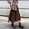 Falda Paraguas Color Curry Francés Otoño e Invierno Falda Invierno para Mujer Cintura Alta Gruesa Línea A Falda Paraguas Grande Otoño Falda Larga Sobrefalda