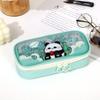 Estojo de Lápis Panda Desenho Animado Transparente Grande Capacidade Caixa de Papelaria para Meninos e Meninas Estudantes do Ensino Fundamental Estojo de Lápis Bolsa de Armazenamento Multicamadas Venda por Atacado