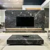 Fundo de parede de armário de TV com pedra de luxo natural Água-marinha, degrau de pedra de mármore personalizado para escada