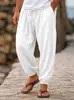 Pantalones Jogger de Algodón y Lino para Hombre de Nueva Colección Otoño, Cintura Elástica, Color Sólido, Cómodos y Transpirables, para Exportación