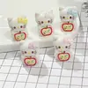 Nueva Cadena para Teléfono Móvil de Gato Manzana de Dibujos Animados Llavero Lindo de Gatito de Resina Colgante para Mochila Escolar Material Pegamento de Crema Mano