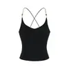 Novo Estilo de Regata de Yoga com Decoração de Miçangas, Design Cruzado nas Costas, Alças Lindas nas Costas, Confortável e Emagrecedor, Adequado para Corrida, Esportes e Roupas Fitness para Mulheres