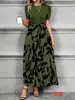 Vestido de impressão floral de alta cintura da moda com temperamento elegante para mulheres europeias e americanas, para o comércio transfronteiriço da Amazon em 2025