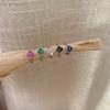 Pequeño Arete de Hebilla Anillo de Hueso de la Oreja Mini Distintivo Arete Trébol de Cuatro Hojas Pendientes de Flores Simple Dulce Cool Dulce