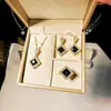 Transfronterizo Nuevo Diamante Tres Piezas Mismo TikTok Moda Joyería Pendientes Anillo Cadena Azul Clavícula Todo-partido Simple