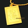 Colgante Cuadrado con Patrón de Dragón Chapado en Oro para Hombre, Adorno de Carácter de la Suerte para Mujer, Color Duradero, Joyería de Oro al por Mayor