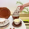 Juego de Plato y Tazón de Cerámica con Esmalte Interior Vintage para Uso Doméstico, Tazones de Arroz y Tazones de Sopa de Alto Valor Estético, Juego de Vajilla, Estilo Ligero de Lujo Ins