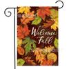 Bandera de jardín de doble cara de lino con diseño de calabaza de bienvenida para Acción de Gracias, otoño cálido, decoración de patio