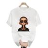 Camiseta de Manga Corta con Estampado de Dibujos Animados para Niño Verano Nueva Moda Estilo de Marca Oversize Suelta Manga Media Cuello Redondo