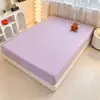 2026 Modelo Nuevo Grado A Alto Peso Como Nube Arrugado Doble Capa Gasa Color Sólido Algodón Lavado Sábana Bajera Individual