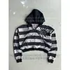 Y2K Comercio exterior europeo y americano al por mayor suéter de manga larga con rayas estampadas patchwork sudadera jacket hoodie estilo callejero holgado Y2K