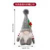 Figura de Natal Vermelha e Cinza Papai Noel Sem Rosto Tricotado Gnomo Sentado Ornamento de Pelúcia Item Decorativo