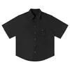 Yidao Vintage 2026 Verano Nuevo Estilo Japonés Moderno Retro Ropa de Trabajo Chic Bolsillo Doble Holgada Camisa de Manga Corta