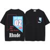 Camiseta unisex holgada informal de manga corta con estampado de logotipo retro de RHUDE para primavera y verano de 2024