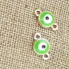 Plástico K Oro Doble Colgante Simple Colgante Redondo Azul Turquesa Godma Ojo del Diablo Conector de Pulsera