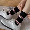 Meias Risadas com Laço para Outono e Primavera para Mulheres, Meias Largas Estilo Academia, Meias Longas Versáteis Estilo Jk