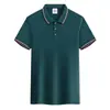Camisa Polo de Manga Curta com Íons de Gelo Algodão Secagem Rápida Gola Polo Camisa Cultural de Trabalho Uniforme de Grupo Camiseta Bordada Estampada Logo