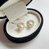 Brincos de pérolas geométricas leves e luxuosas, estilo palácio vintage, estilo japonês-coreano, feminino, moderno, com microincrustações de zircônia, brincos personalizados de luxo