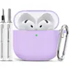 Funda protectora adecuada para Apple AirPods de 4ª/5ª generación, carcasa de silicona para auriculares, bolígrafo de limpieza y mosquetón - un juego de tres piezas