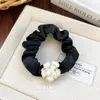 Scrunchie de Tecido Camélia Pérola Estilo Coreano Elástico Elegante para Cabelo Acessório de Rabo de Cavalo para Meninas