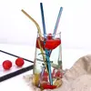 Palito Metálico Colorido Portátil Criativo Grau Alimentício Aço Inoxidável 304 Palito para Bebida Café Chá com Leite Conjunto de Palitos