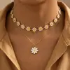 Colar Pingente Margarida Fresco e Doce Popular de Verão Europeu e Americano para Mulheres, Corrente Elegante de Clavícula de Luxo Leve