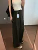 Pantalones retro versátiles de talle alto y pierna ancha Zedaijiai con una caída nítida, cintura elástica en la espalda, bolsillos grandes y un estilo casual favorecedor para el trabajo.