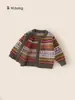 Roupa infantil Bangxuan outono vintage cardigã para meninos casual malha para bebês jaqueta para meninas blusa suéter infantil