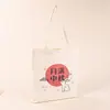 Bolsa Tote de Lona Cultural e Criativa do Festival do Meio Outono, Sacola de Compras de Algodão para Estudantes com Publicidade Corporativa, Estampa Completa e Logotipo