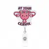 Porta-credencial acrílico retráctil creativo con purpurina para personal médico, cruce fronterizo, madre y bebé, y tarjetas de identificación