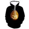 Venda direta estação independente fornecimento série Halloween casais abóbora caveira estampa 3D masculino solto suéter chapéu