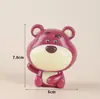 Oso Fresa Rosa Adornos Decorativos para Pastel Estilo Ins Parkhat Osito Niños Sonriente Cumpleaños Vestido Enchufe