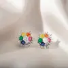 Pendientes de Zirconia de Colores Estilo Europeo y Americano, Simples y Lujosos, de Alta Gama y Elegantes, Pendientes Versátiles, Nuevo Modelo Transfronterizo, Directo de la Fábrica Fuente