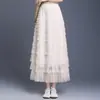 Falda de Malla de Lunares para Pastel Faldas Largas de Cintura Alta que Cubren la Cadera para Mujer Otoño/Invierno 2026 Nueva Falda de Línea A Versátil de Moda