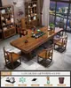 Conjunto Grande de Mesa de Chá e Cadeiras de Madeira Maciça, Uma Mesa e Cinco Cadeiras, Mesa de Chá Estilo Chinês Novo, Adequado para Uso em Escritório ou Casa, Estação para Preparo de Chá