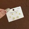 Set de Aretes Estilo Coreano Aguja de Plata Bañados en Oro Real para Mujer, Aretes Versátiles de Diseño Único con Borlas en Forma de Corazón y Accesorios de Perlas para Orejas