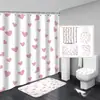 Serie Día de San Valentín Cortina de Ducha Felpudo Cuatro Piezas Baño del Hogar Separación Seco y Húmedo Cortina de Ducha Cortina de Ducha Impermeable