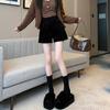 Shorts de Terciopelo de Pierna Ancha para Mujer, Novedad Otoño e Invierno 2026, de Tiro Alto, de Moda, Negros, Adelgazantes, Versátiles, tipo Boot Shorts